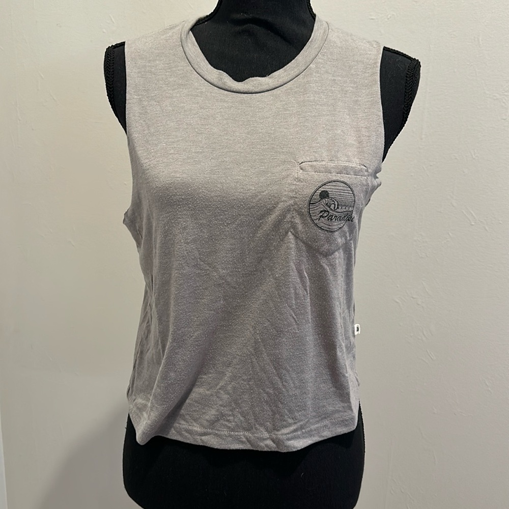 Roxy Sleeveless Grey Paradise Crop Top Size S